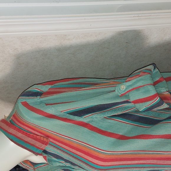 LRL Lauren Jeans Co Ralph Lauren Multi-colored Stripes Down Long-sleeves Size XL - Picture 6 of 13